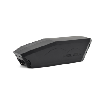 Driekwartaanzicht van de Bosch Powerpack 360 Performance/Active frame E-Bike Vision fietsaccu. De accu is duidelijk te zien.