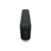 Vooraanzicht van de AEG DownTube 36V 12.8Ah vervangende fietsaccu waarop de led-indicatie en power button goed op te zien is.

