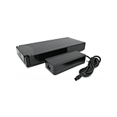 Sparta E-motion C1/C2/C3 / Batavus compatible 13.6Ah fietsaccu (zwart) Incl. lader  vanaf de zijkant waar de lader te zien is en de accu