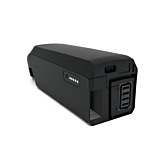 foto van de Shimano BT-E6010 36V 11.6Ah vanaf de achterkant waar je de aansluiting van de accu voor in de fiets ziet en de batterij indicator die aangeeft hoeveel percentage er nog beschikbaar is