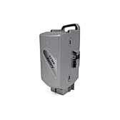 foto van de Flyer Kalkhoff Panasonic Compatibel 26V 13Ah Fietsaccu vanaf de achterkant waar je ''Li-ion Battery'' ziet staan en de achterkant van de hendel zichtbaar is