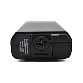 Close-up van de fietsaansluiting van de Bosch Powerpack 540 Performance/Active Bagagedrager E-Bike Vision fietsaccu.