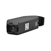 Close-up foto van de fietsaansluiting van de Bosch Powerpack 700 Active/Performance frame E-Bike Vision fietsaccu.