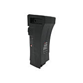 De Impulse 36V 14.5Ah Compatible accu geproduceerd door EYXON staand. De zijkant met het etiket en de bovenkant van de accu zijn zichtbaar.