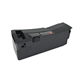 Op deze afbeelding is de Kalkhoff/Gazelle Impulse accu 36V 15Ah te zien. Het is een driekwartaanzicht vanaf de linkse zijkant, de volledige accu is duidelijk te zien.