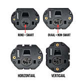 Op deze afbeelding zijn de verschillende Bosch PowerTube varianten te zien in vergelijking met elkaar. Zo is de SMART, NON-SMART, Verticale en Horizontale variant te zien en de verschillen hiertussen.