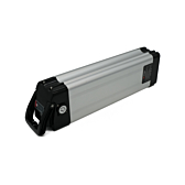 Driekwartaanzicht van de Phylion XH370-12J Silverfish 37V 12Ah Compatible in staande positie.