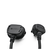 Close-up foto van de aansluitingen van de Bosch PowerMore 250 Range Extender 150 mm kabel
