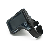 Driekwartaanzicht van de Shimano Steps SC-E8000 waarvan de display omgekeerd staat.