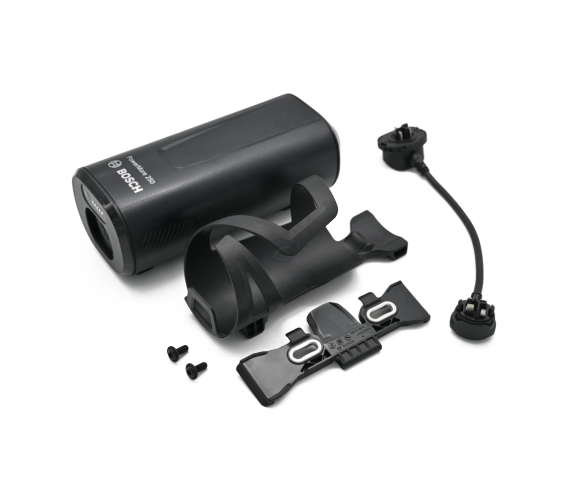 Schuine Bosch PowerMore 250 Range Extender met bevestigingssysteem en losse 150 mm kabel