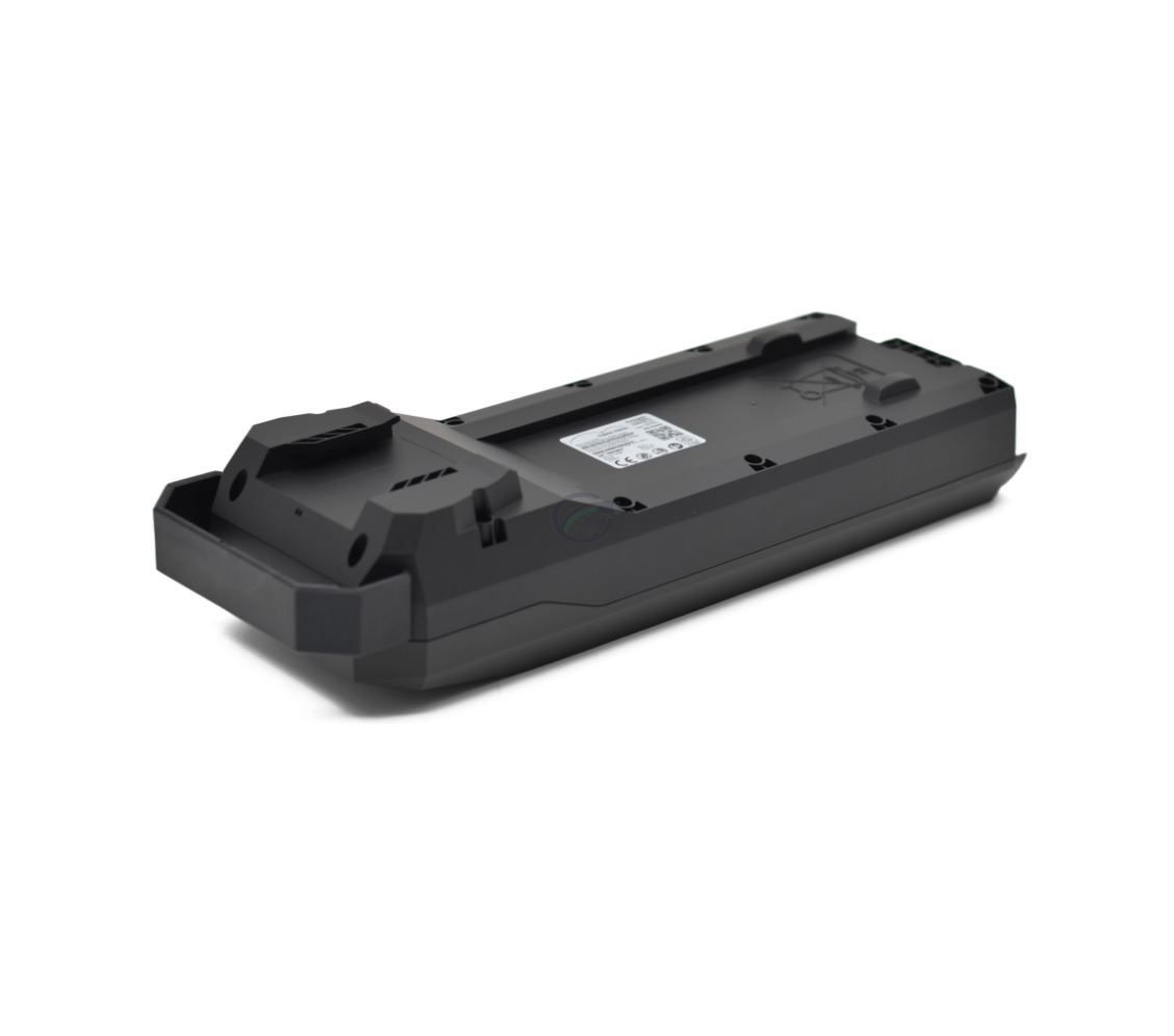 Bosch Powerpack 360 Performance/Active bagagedrager E-Bike Vision fietsaccu ondersteboven, de onderkant van de accu is zichtbaar.