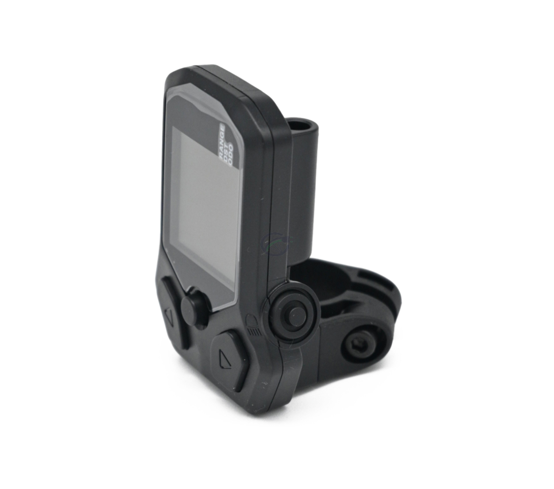 De Shimano Steps display SC-E5000 fietscomputer op zijn zijkant.