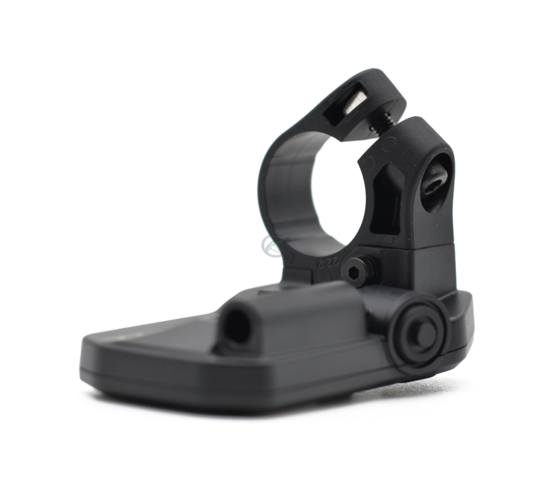 Bevestigingssysteem van de Shimano Steps display SC-E5000 fietscomputer. Het display licht ondersteboven.