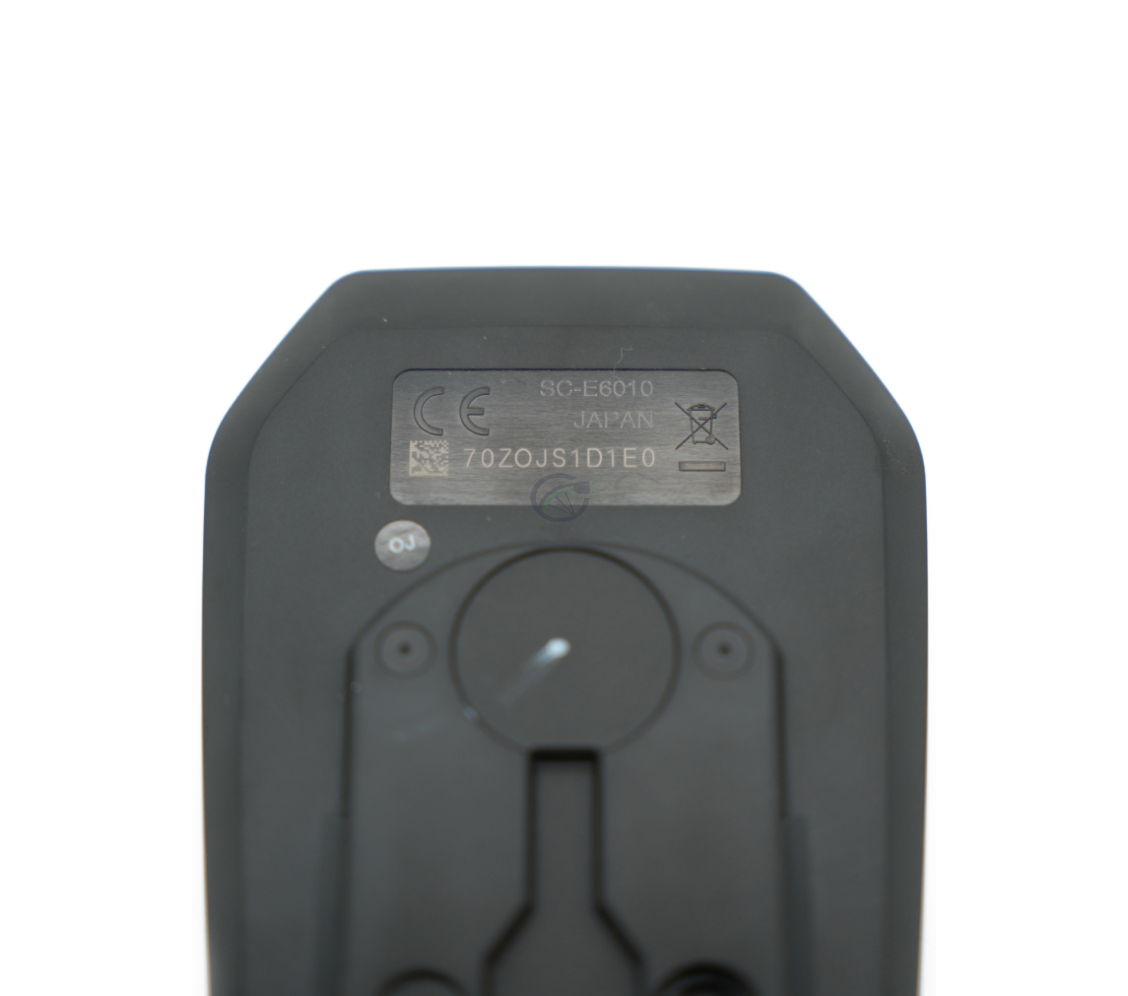 Close-up van het label op de achterkant van de Shimano Steps SC-E6010.